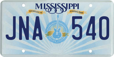 MS license plate JNA540