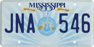 MS license plate JNA546
