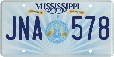 MS license plate JNA578