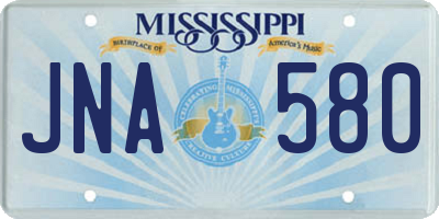 MS license plate JNA580