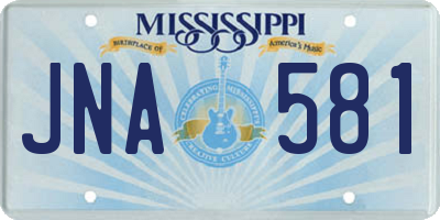 MS license plate JNA581