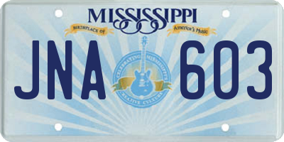 MS license plate JNA603