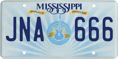 MS license plate JNA666