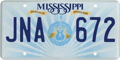 MS license plate JNA672