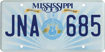 MS license plate JNA685