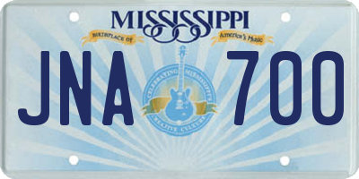 MS license plate JNA700