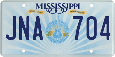 MS license plate JNA704