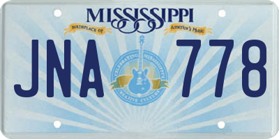 MS license plate JNA778