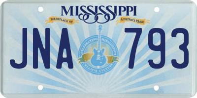 MS license plate JNA793