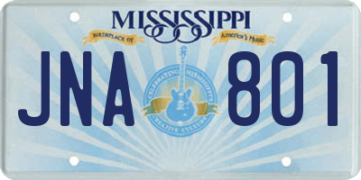 MS license plate JNA801