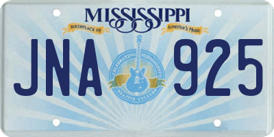 MS license plate JNA925