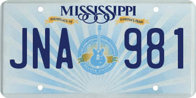 MS license plate JNA981