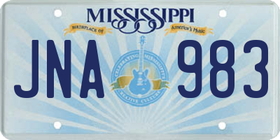 MS license plate JNA983