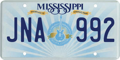 MS license plate JNA992