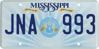 MS license plate JNA993