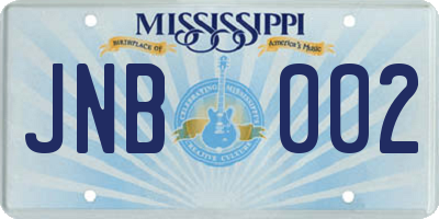 MS license plate JNB002