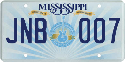 MS license plate JNB007