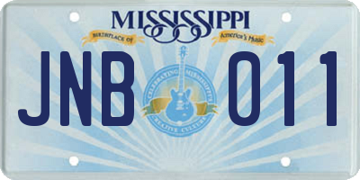 MS license plate JNB011