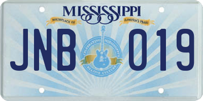 MS license plate JNB019