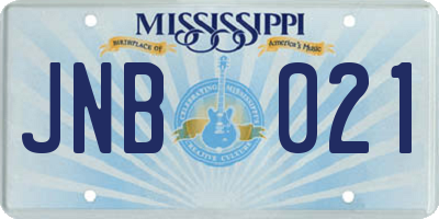 MS license plate JNB021