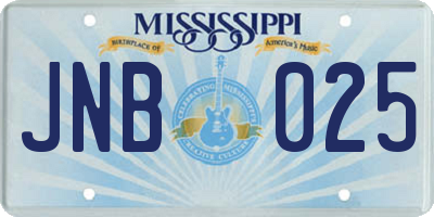 MS license plate JNB025