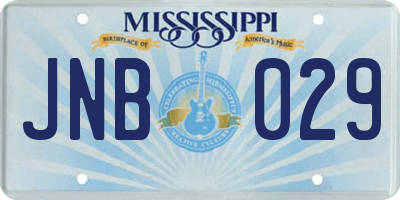 MS license plate JNB029