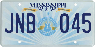 MS license plate JNB045