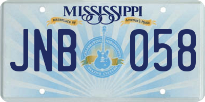MS license plate JNB058