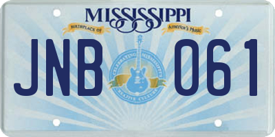 MS license plate JNB061