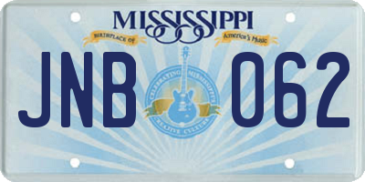 MS license plate JNB062