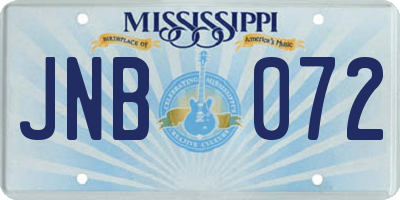 MS license plate JNB072
