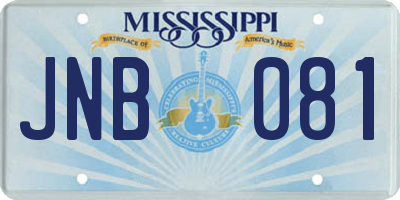 MS license plate JNB081