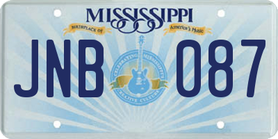 MS license plate JNB087
