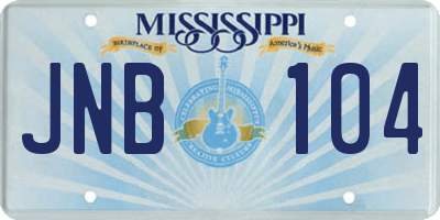 MS license plate JNB104