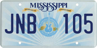 MS license plate JNB105
