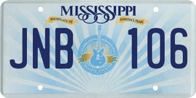 MS license plate JNB106