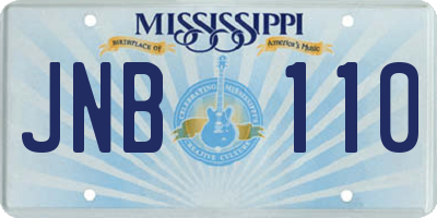 MS license plate JNB110