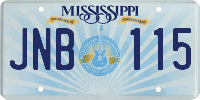 MS license plate JNB115