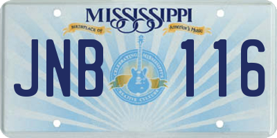 MS license plate JNB116