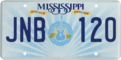 MS license plate JNB120