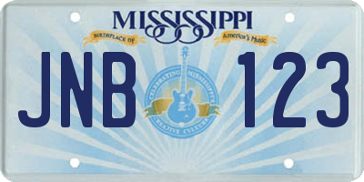 MS license plate JNB123