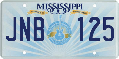 MS license plate JNB125