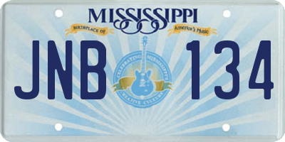 MS license plate JNB134