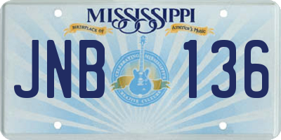 MS license plate JNB136