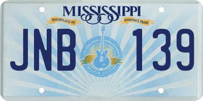 MS license plate JNB139