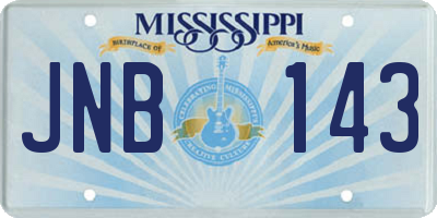 MS license plate JNB143