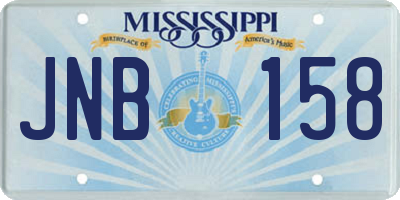 MS license plate JNB158