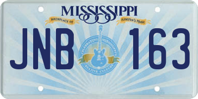 MS license plate JNB163