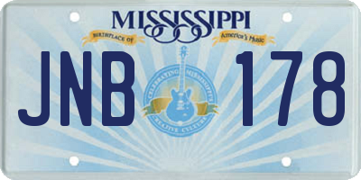 MS license plate JNB178