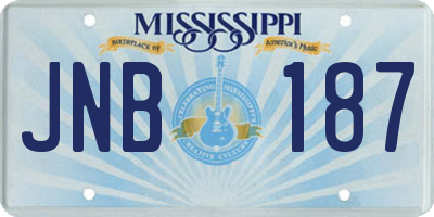 MS license plate JNB187